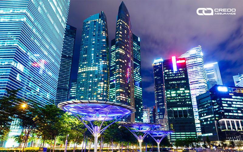 Singapore Business district at night