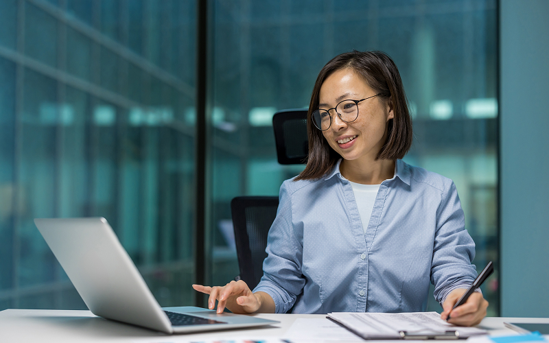 Sustainability professional verifying supplier data for Scope emissions reporting.